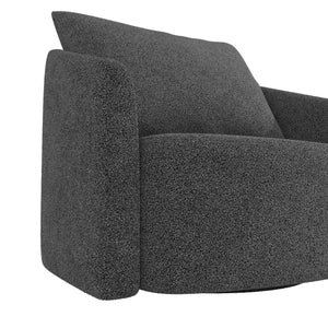 Novogratz Ines Round Swivel Accent Chair, Dark Gray Micro Boucle - Dark Gray - 1-Seater