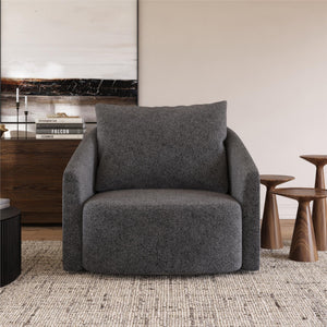 Novogratz Ines Round Swivel Accent Chair, Dark Gray Micro Boucle - Dark Gray - 1-Seater