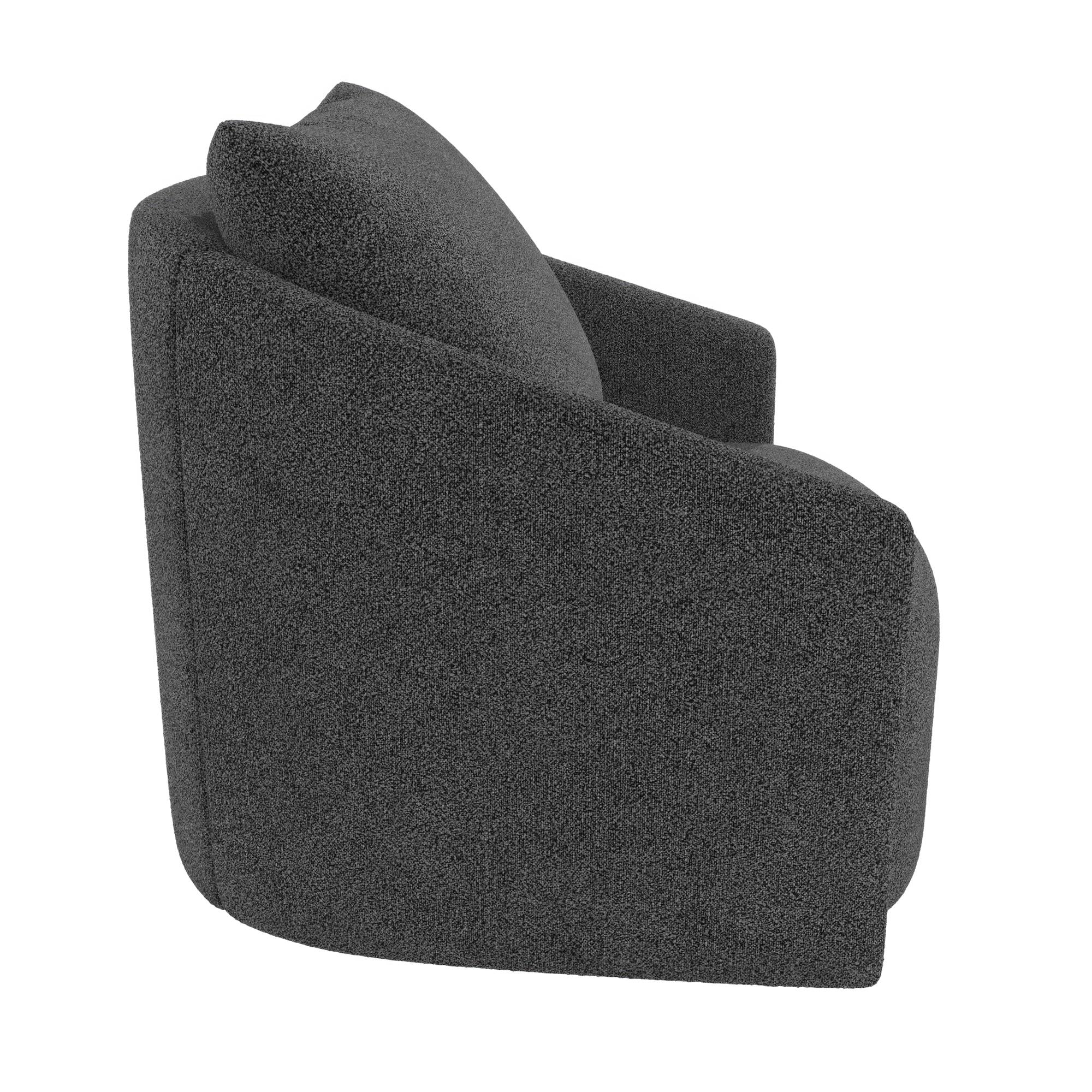 Novogratz Ines Round Swivel Accent Chair, Dark Gray Micro Boucle - Dark Gray - 1-Seater