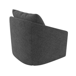 Novogratz Ines Round Swivel Accent Chair, Dark Gray Micro Boucle - Dark Gray - 1-Seater