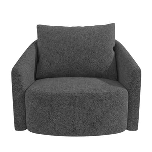 Novogratz Ines Round Swivel Accent Chair, Dark Gray Micro Boucle - Dark Gray - 1-Seater