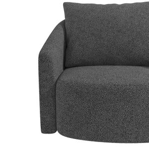 Novogratz Ines Round Swivel Accent Chair, Dark Gray Micro Boucle - Dark Gray - 1-Seater