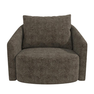 Novogratz Ines Round Swivel Accent Chair, Brown Micro Boucle - Tan - 1-Seater