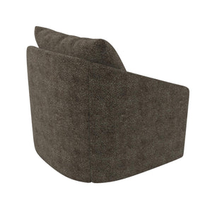 Novogratz Ines Round Swivel Accent Chair, Brown Micro Boucle - Tan - 1-Seater
