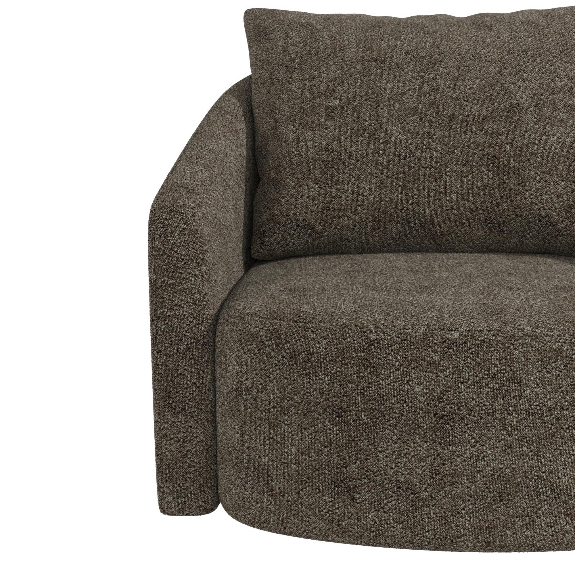 Novogratz Ines Round Swivel Accent Chair, Brown Micro Boucle - Tan - 1-Seater