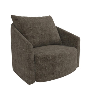 Novogratz Ines Round Swivel Accent Chair, Brown Micro Boucle - Tan - 1-Seater