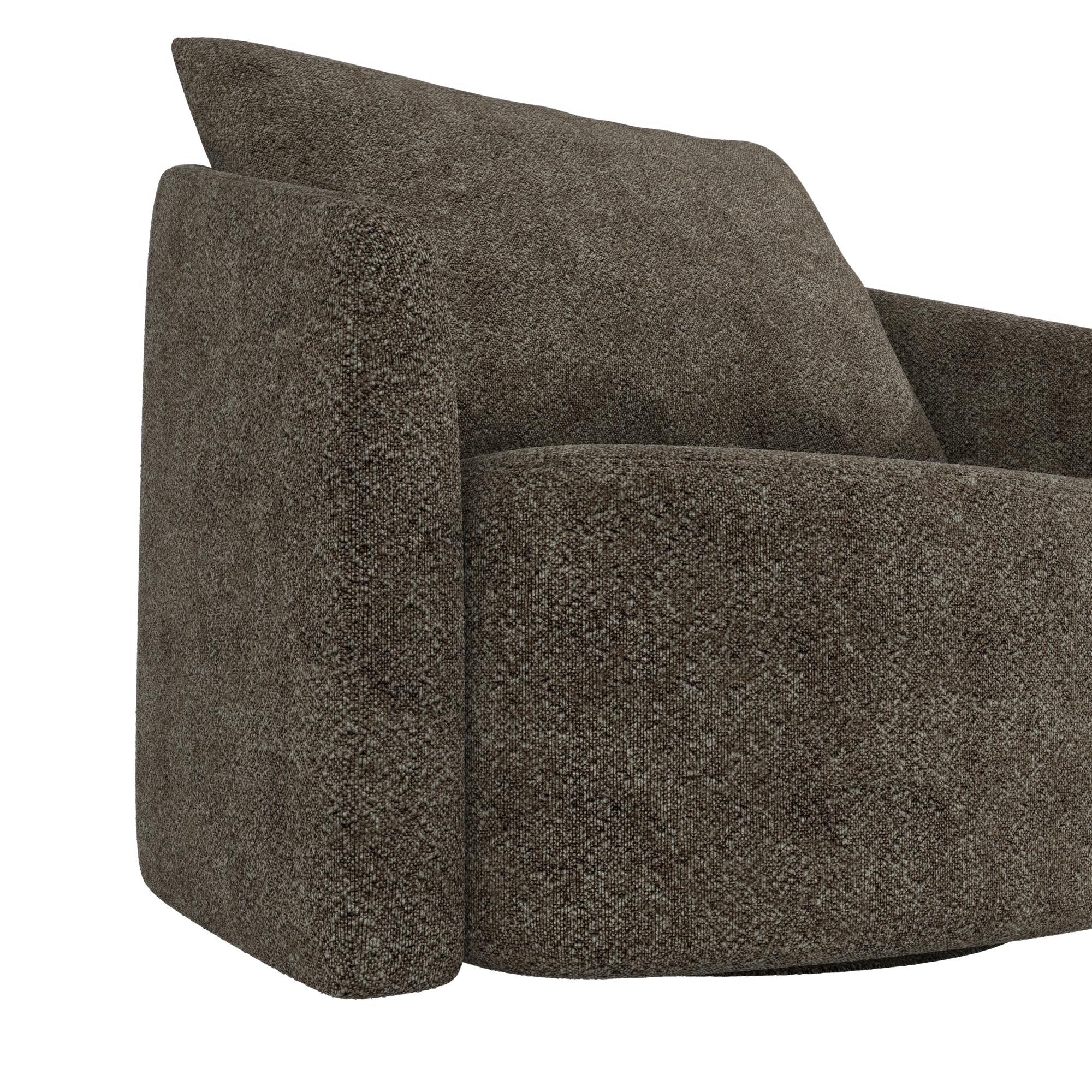 Novogratz Ines Round Swivel Accent Chair, Brown Micro Boucle - Tan - 1-Seater