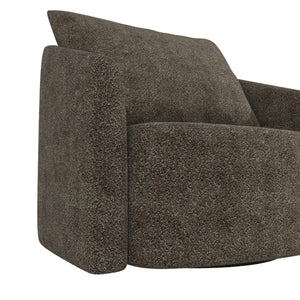 Novogratz Ines Round Swivel Accent Chair, Brown Micro Boucle - Tan - 1-Seater