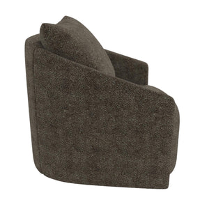 Novogratz Ines Round Swivel Accent Chair, Brown Micro Boucle - Tan - 1-Seater