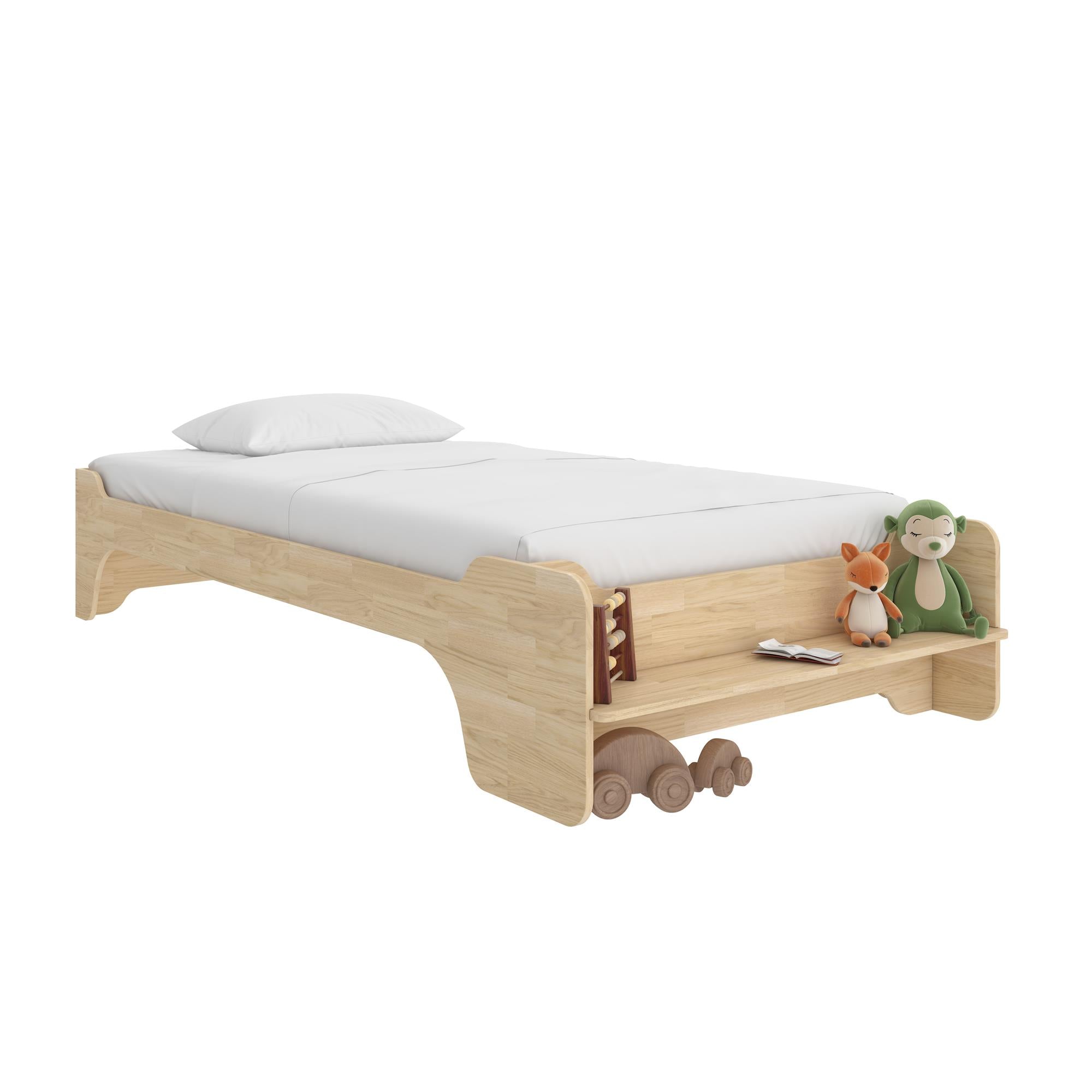 Max & Finn Murdock Montessori Floor Bed with Shelf, Twin, Natural - Natural - Twin