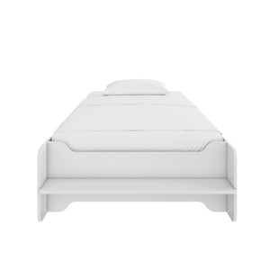Max & Finn Murdock Montessori Floor Bed with Shelf, Twin, White - White - Twin