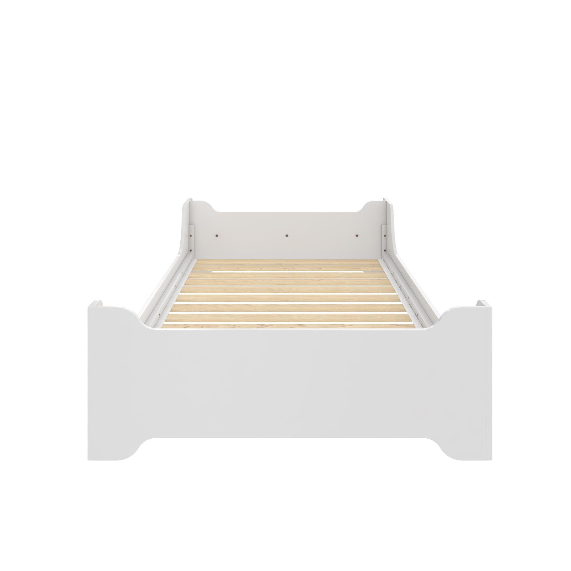 Max & Finn Murdock Montessori Floor Bed with Shelf, Twin, White - White - Twin