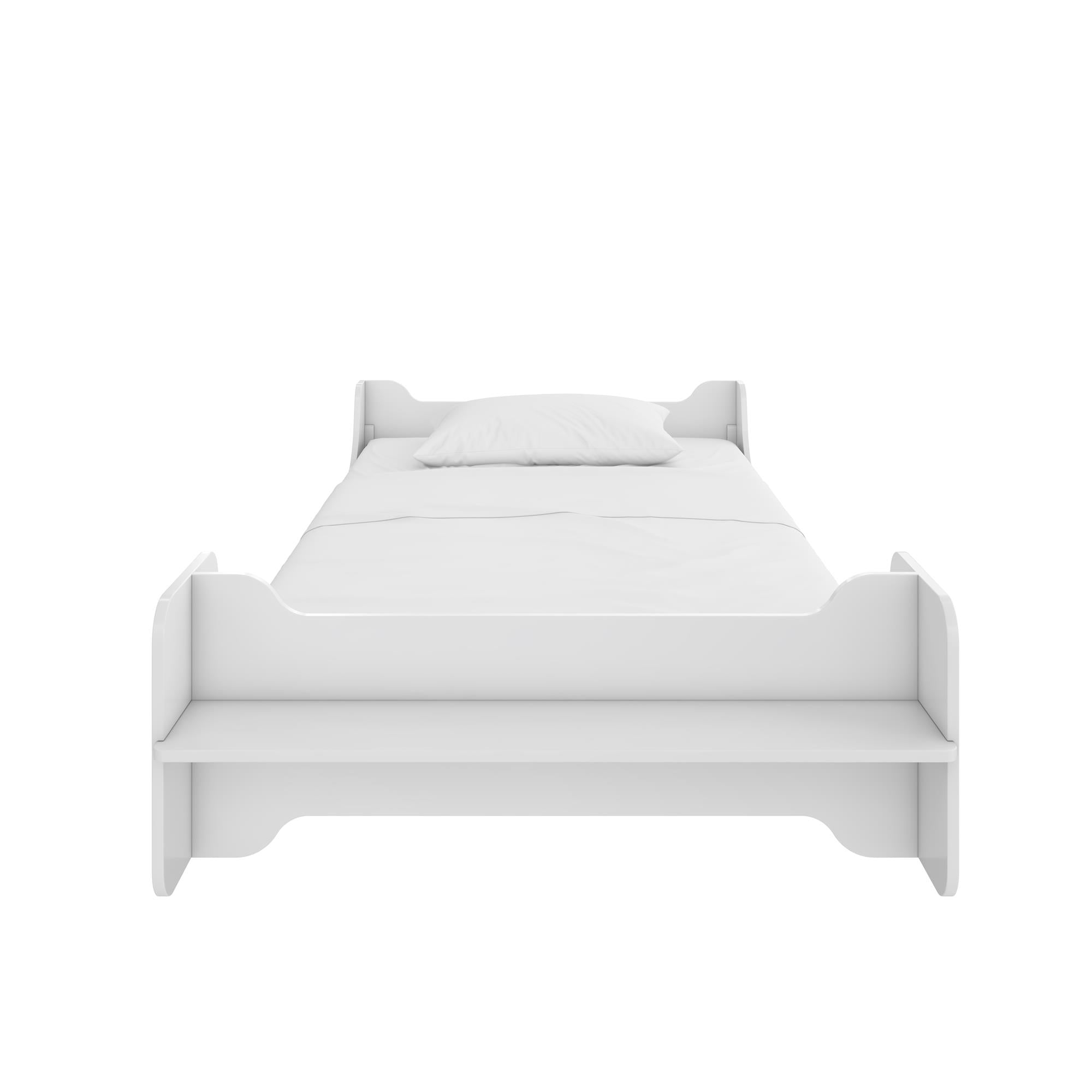 Max & Finn Murdock Montessori Floor Bed with Shelf, Twin, White - White - Twin