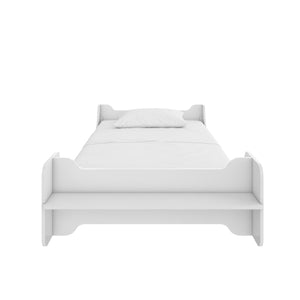 Max & Finn Murdock Montessori Floor Bed with Shelf, Twin, White - White - Twin