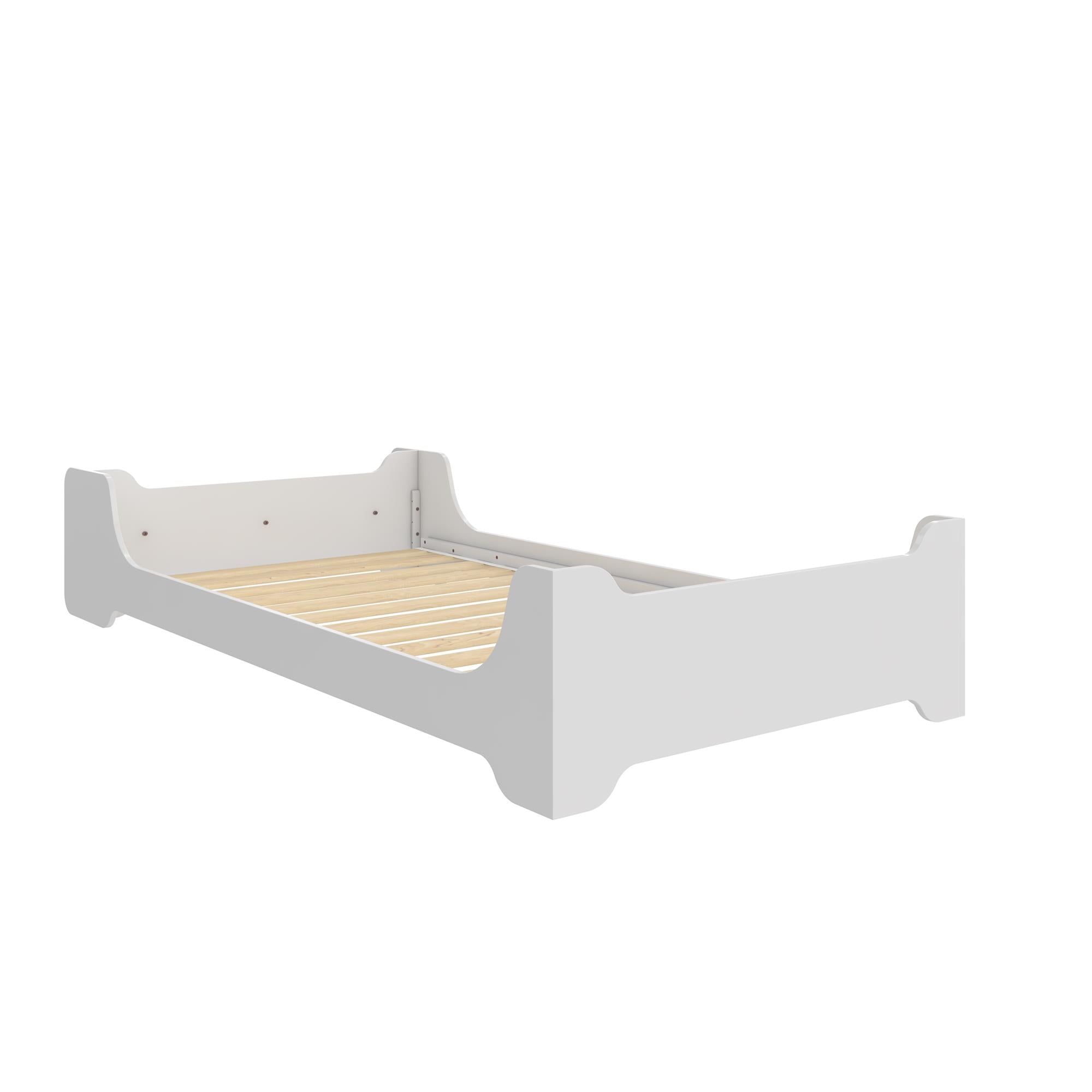 Max & Finn Murdock Montessori Floor Bed with Shelf, Twin, White - White - Twin