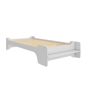 Max & Finn Murdock Montessori Floor Bed with Shelf, Twin, White - White - Twin