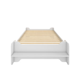 Max & Finn Murdock Montessori Floor Bed with Shelf, Twin, White - White - Twin