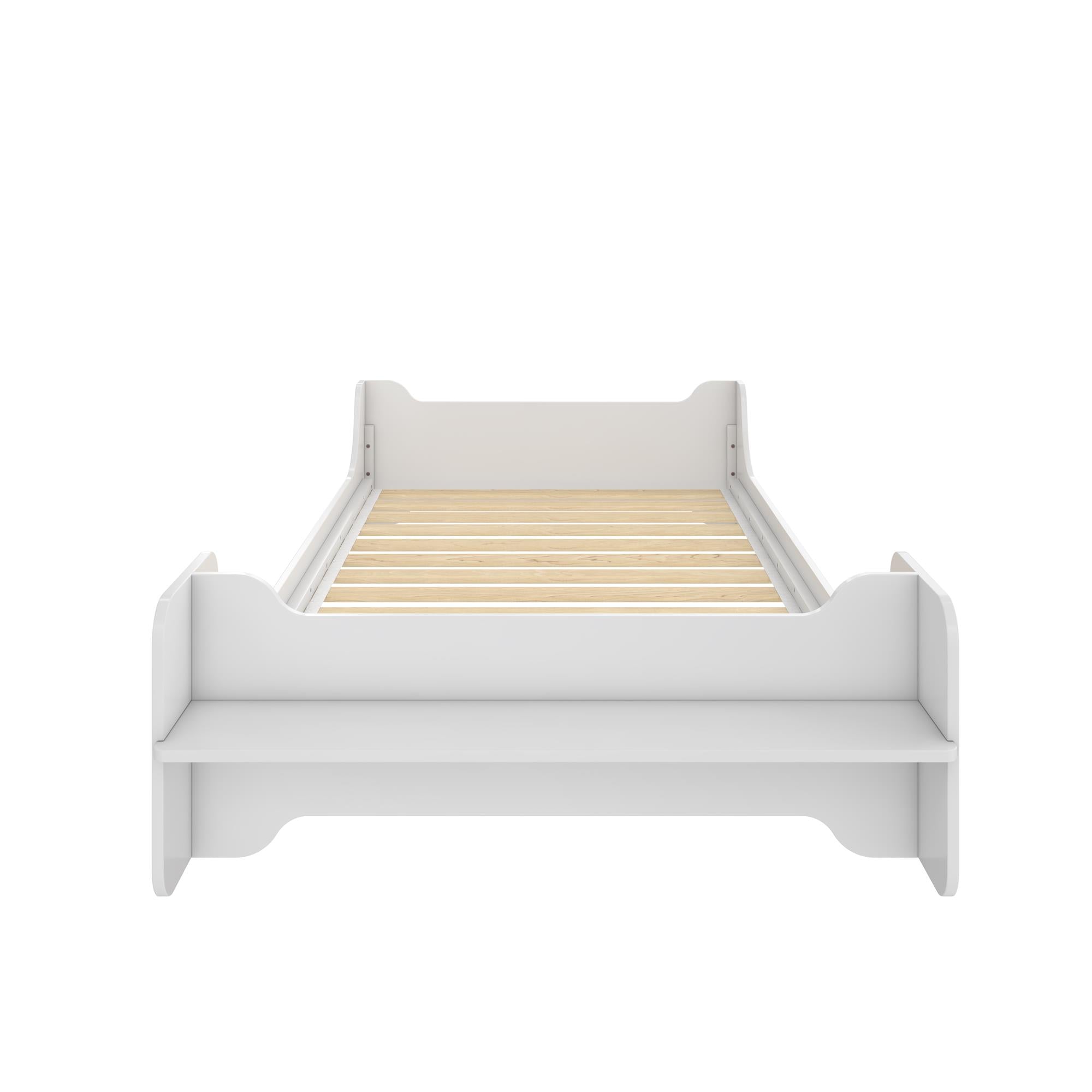 Max & Finn Murdock Montessori Floor Bed with Shelf, Twin, White - White - Twin