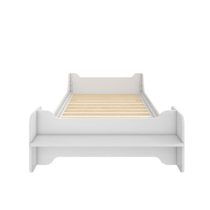 Max & Finn Murdock Montessori Floor Bed with Shelf, Twin, White - White - Twin