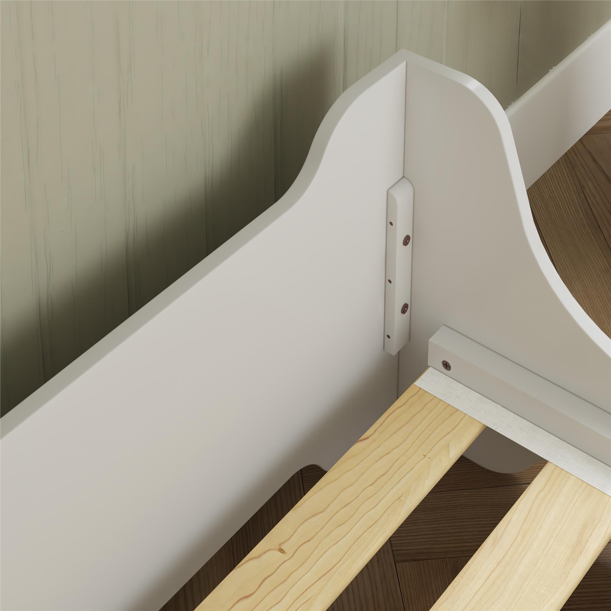 Max & Finn Murdock Montessori Floor Bed with Shelf, Twin, White - White - Twin