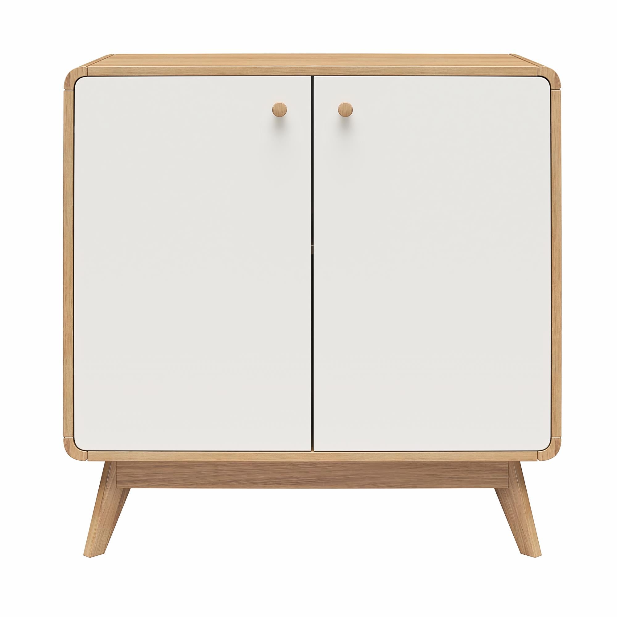 Ren Home Scandinavian Style Leva Accent Cabinet, Oak/White - Oak