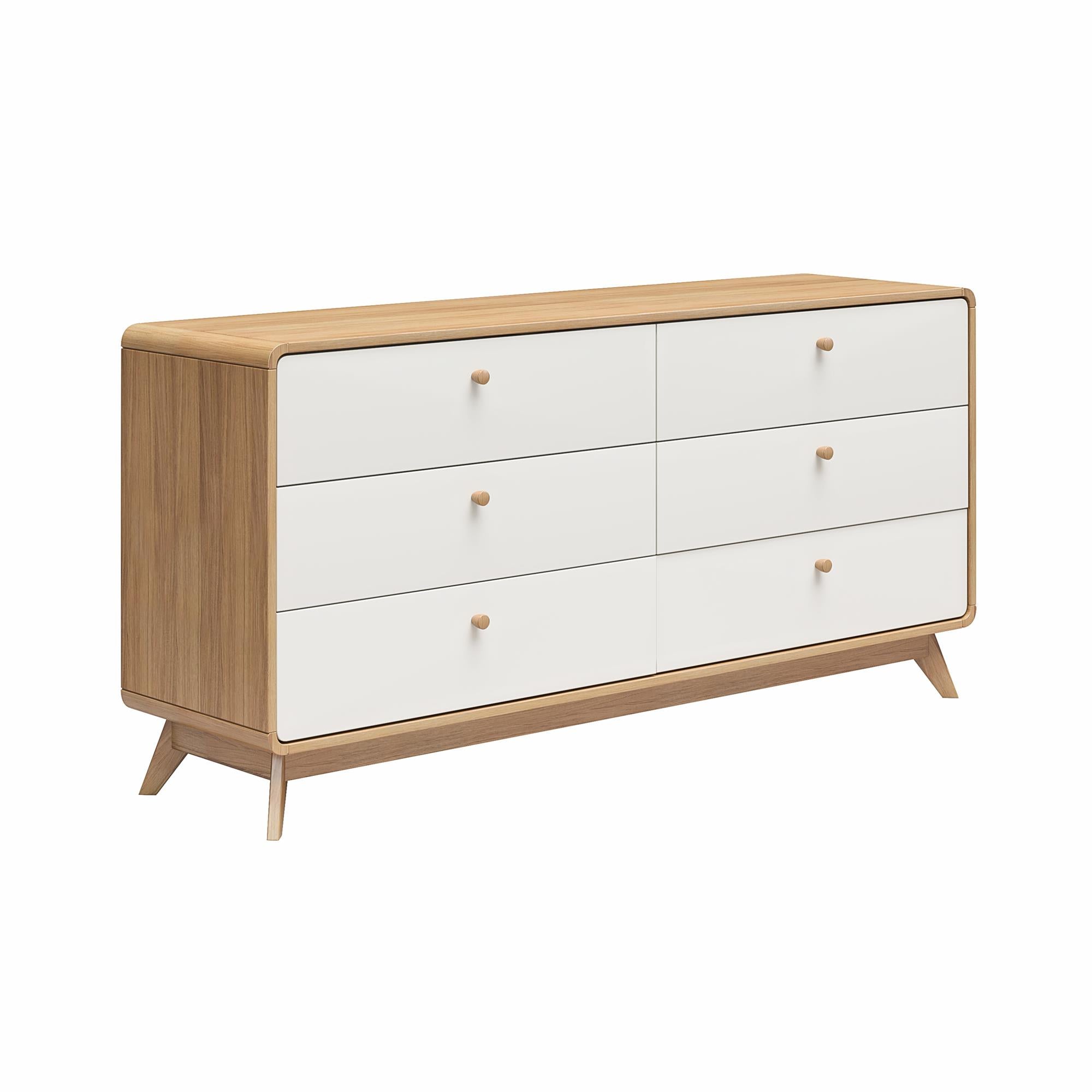 Ren Home Leva 6 Drawer Dresser, Oak/White - Oak