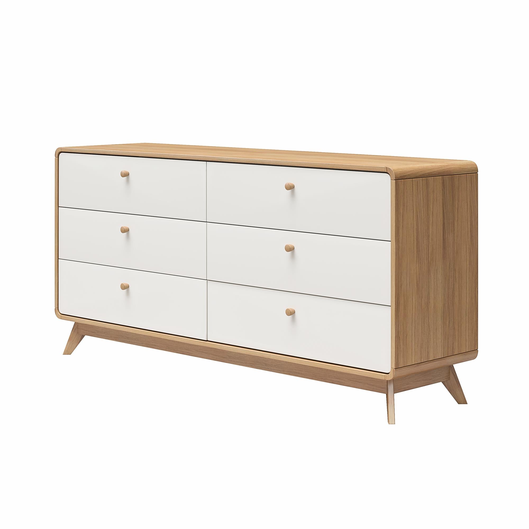 Ren Home Leva 6 Drawer Dresser, Oak/White - Oak