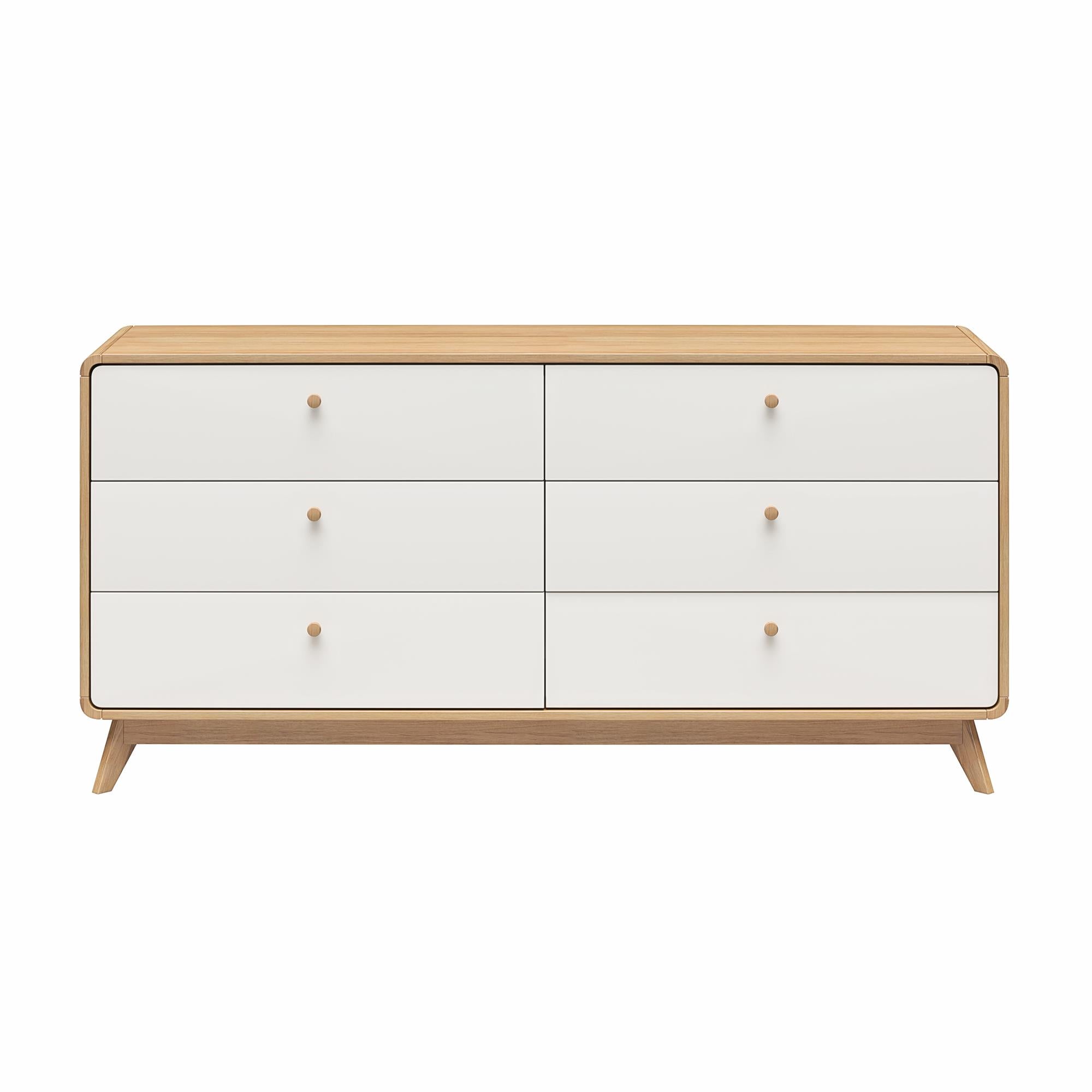 Ren Home Leva 6 Drawer Dresser, Oak/White - Oak
