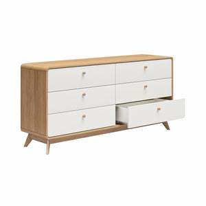 Ren Home Leva 6 Drawer Dresser, Oak/White - Oak