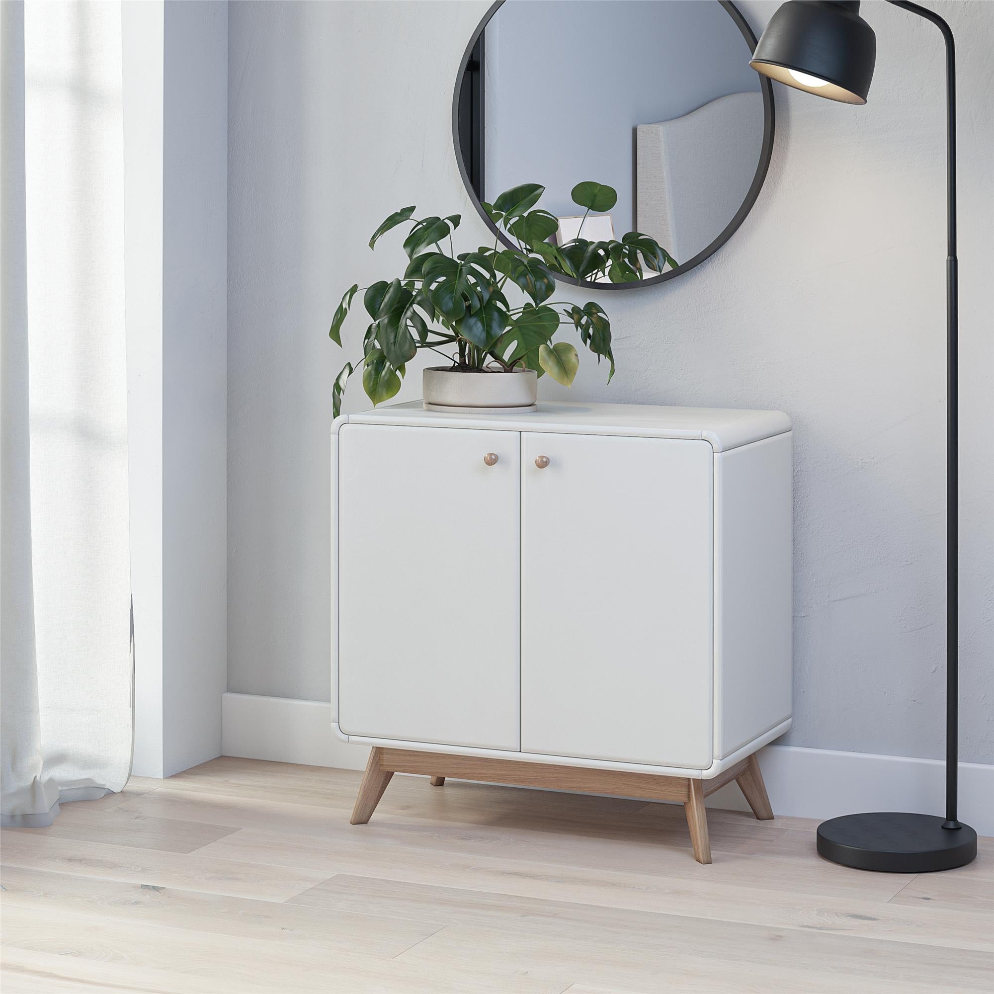 Ren Home Leva Scandinavian Style Accent Cabinet, White - Charleswood White