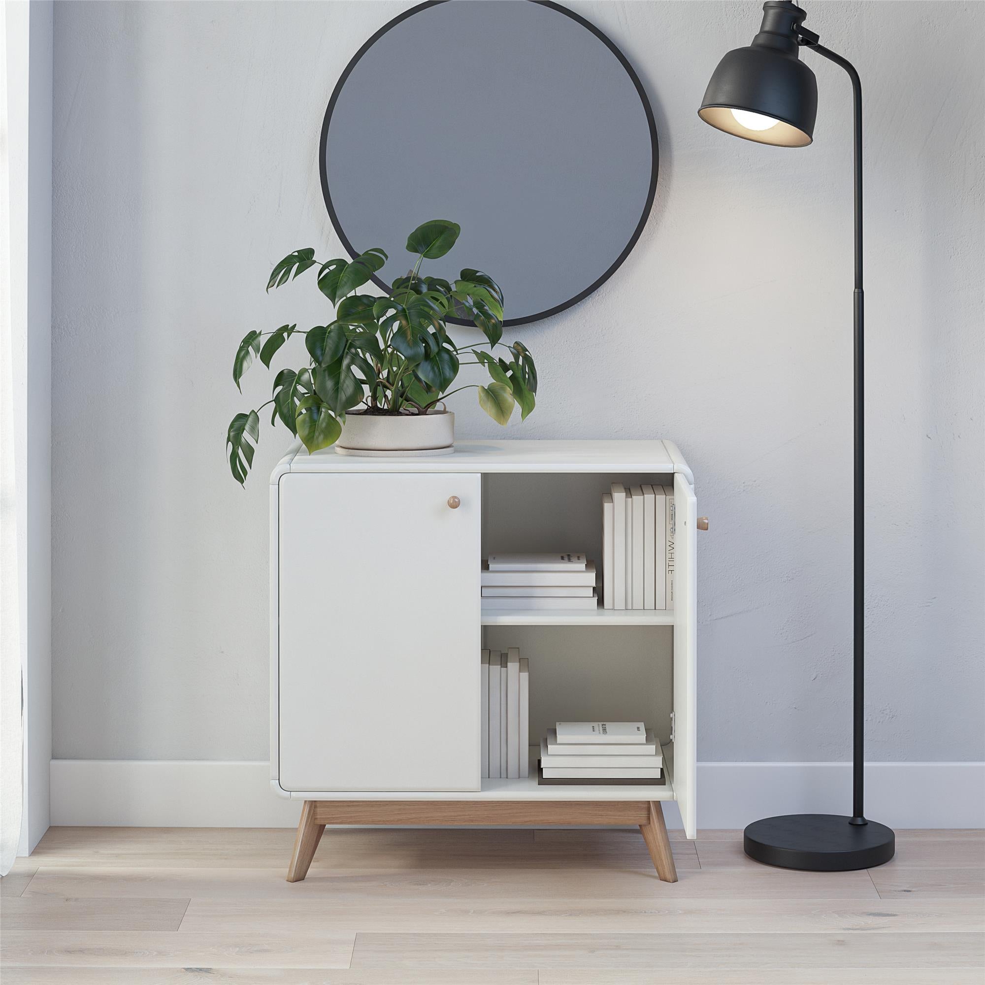 Ren Home Leva Scandinavian Style Accent Cabinet, White - Charleswood White