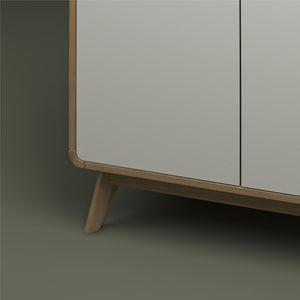 Ren Home Scandinavian Style Leva Accent Cabinet, Oak/White - Oak