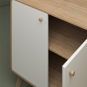 Ren Home Scandinavian Style Leva Accent Cabinet, Oak/White - Oak