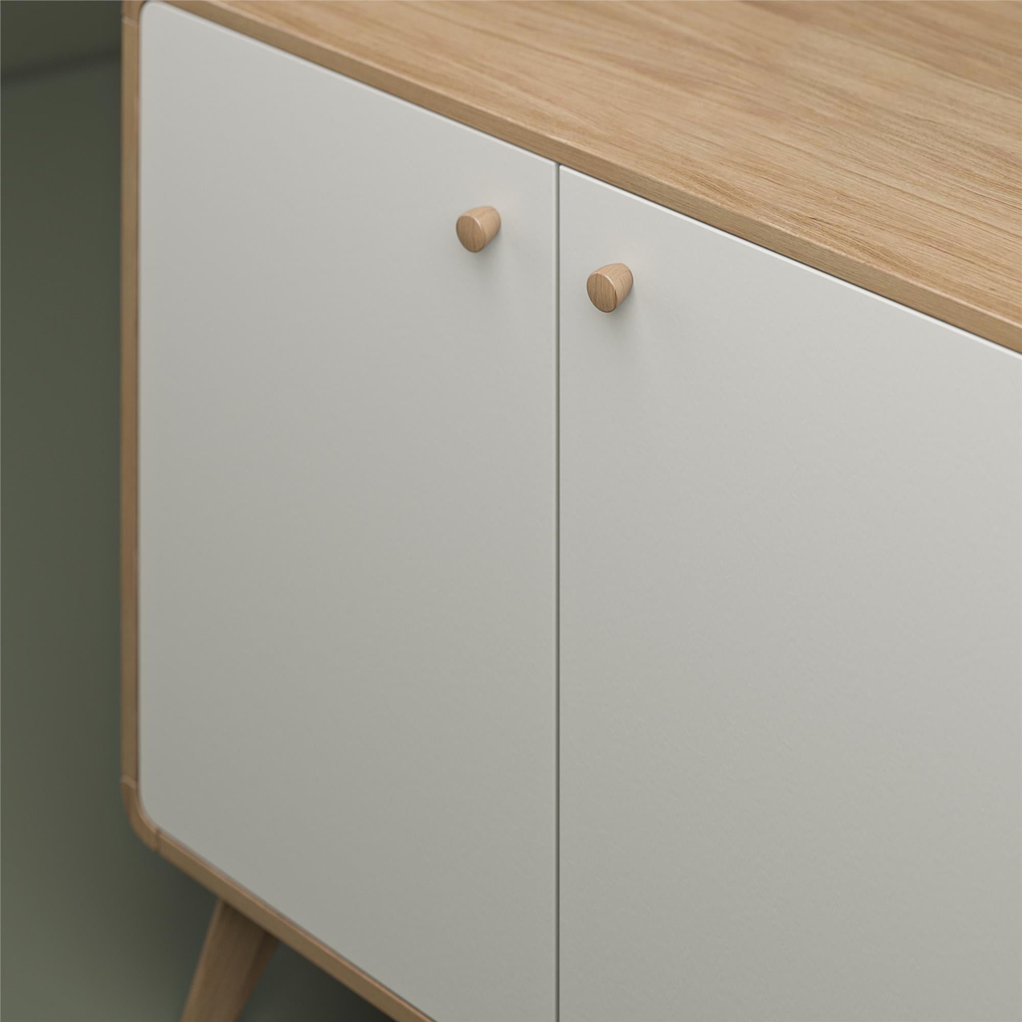 Ren Home Scandinavian Style Leva Accent Cabinet, Oak/White - Oak