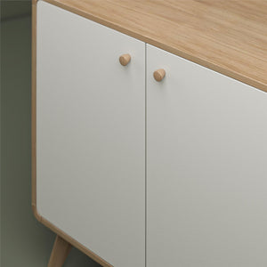 Ren Home Scandinavian Style Leva Accent Cabinet, Oak/White - Oak