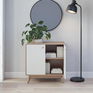 Ren Home Scandinavian Style Leva Accent Cabinet, Oak/White - Oak