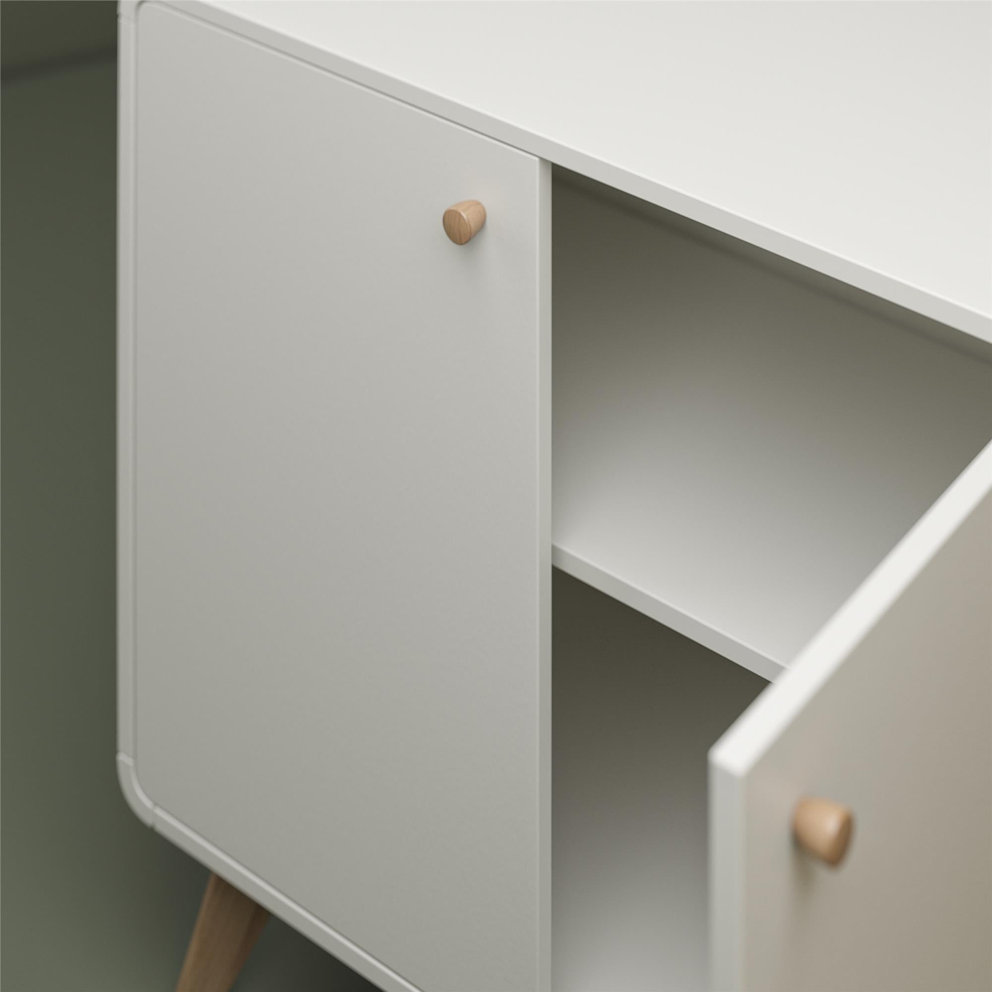 Ren Home Leva Scandinavian Style Accent Cabinet, White - Charleswood White
