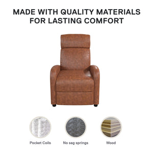 DHP Bobby Pushback Recliner Chair, Camel Faux Leather - Camel Faux Leather