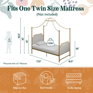 Max & Finn Clementine Canopy Bed - Gold - Twin