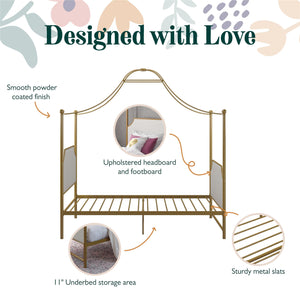 Max & Finn Clementine Canopy Bed - Gold - Twin