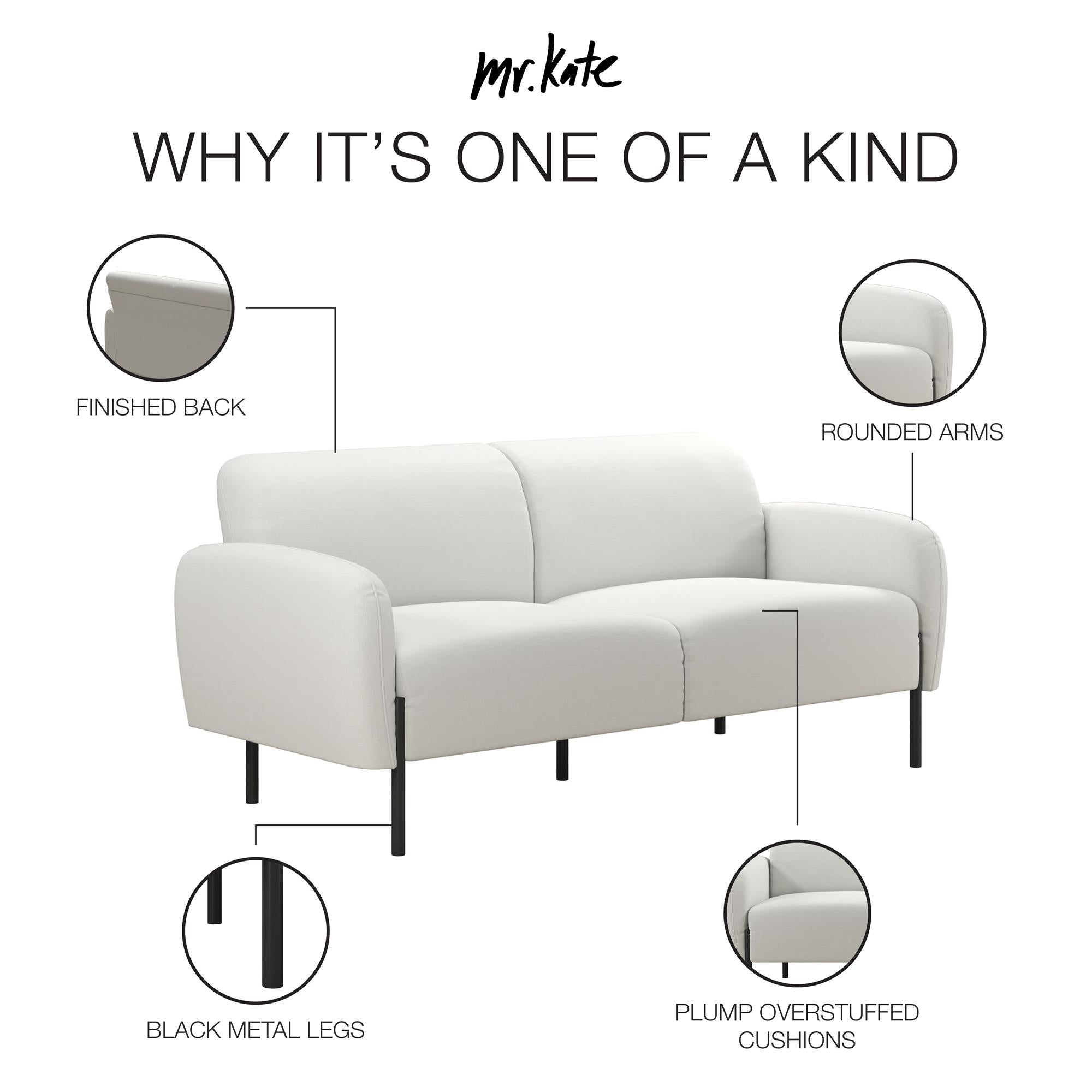 Mr. Kate Roxanne 73.5" Upholstered Sofa - Ivory Textured Chenille - 2-Seater