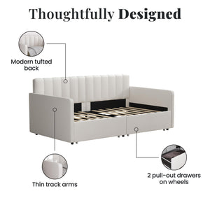 RealRooms Stratford Daybed with Storage Drawers - Cream - Twin