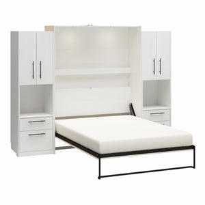 Novogratz Holly Hills Murphy Bed with Cabinets, Queen Size - White Pine - Queen