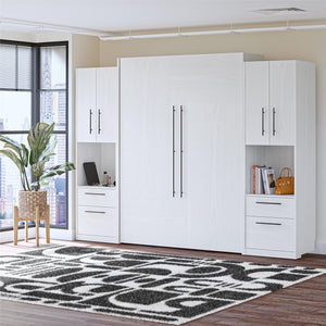 Novogratz Holly Hills Murphy Bed with Cabinets, Queen Size - White Pine - Queen