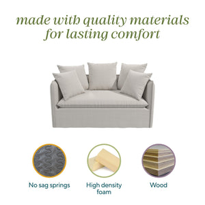 Novogratz Collette Slipcover Loveseat Sofa - Off White Canvas Weave - 2-Seater