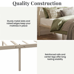 RealRooms Marva Twin Metal Bed Frame with Headboard - Parchment - Twin