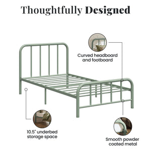RealRooms Marva Twin Metal Bed Frame with Headboard - Pale Green - Twin