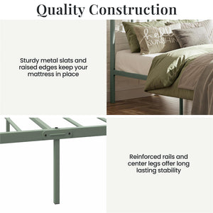 RealRooms Marva Twin Metal Bed Frame with Headboard - Pale Green - Twin