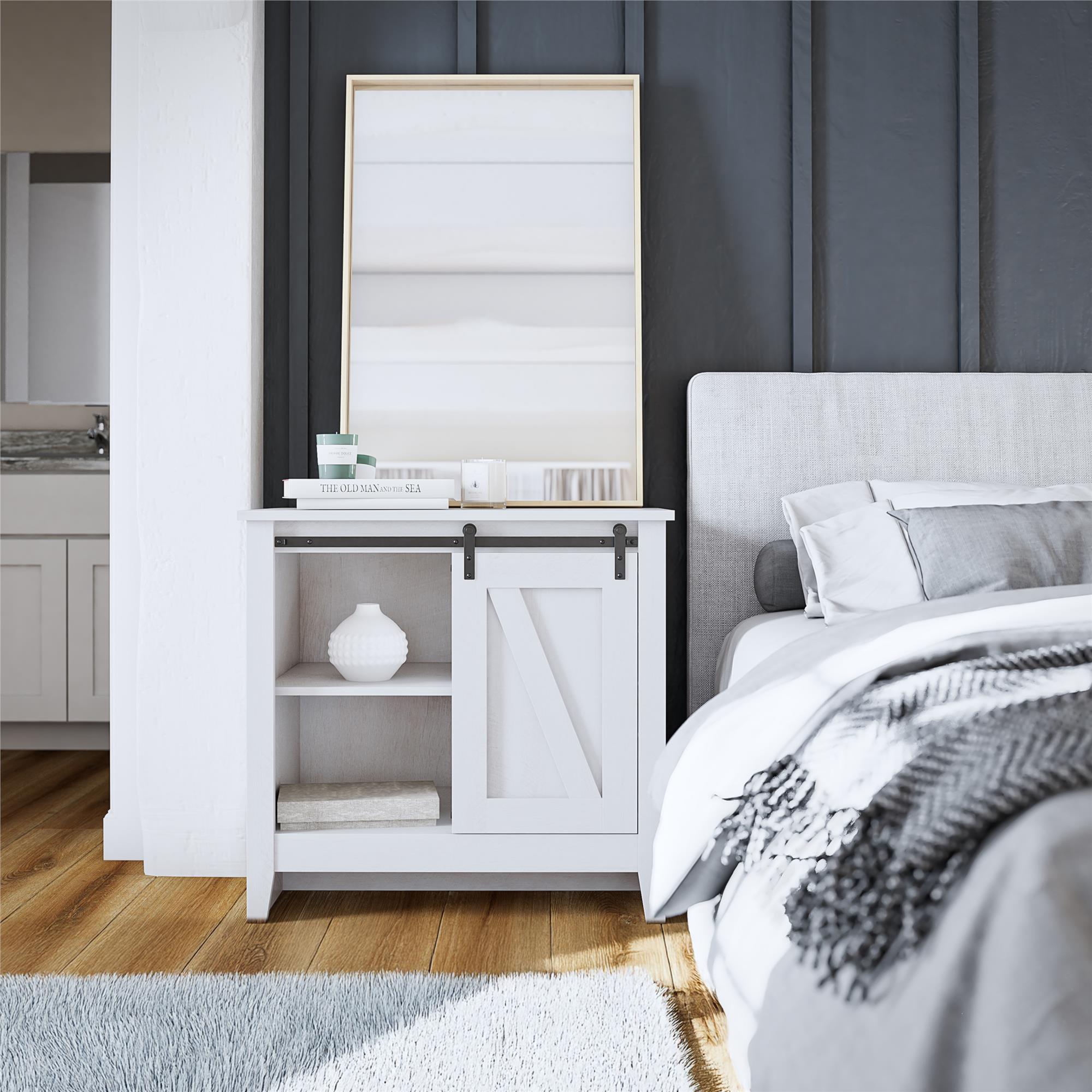 Alton Farmhouse Nightstand with 4 Shelves, Magnolia Oak - Magnolia Oak