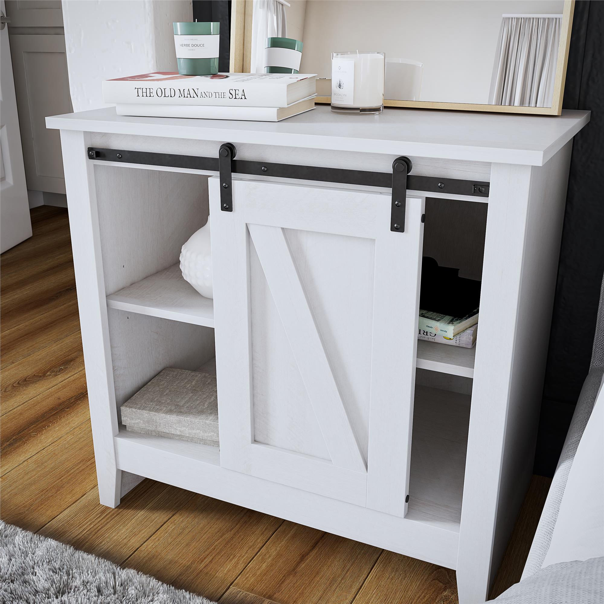 Alton Farmhouse Nightstand with 4 Shelves, Magnolia Oak - Magnolia Oak